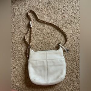Brighton Barbados Hobo Bag Pearl Colored Leather Bag Purse With Tassel